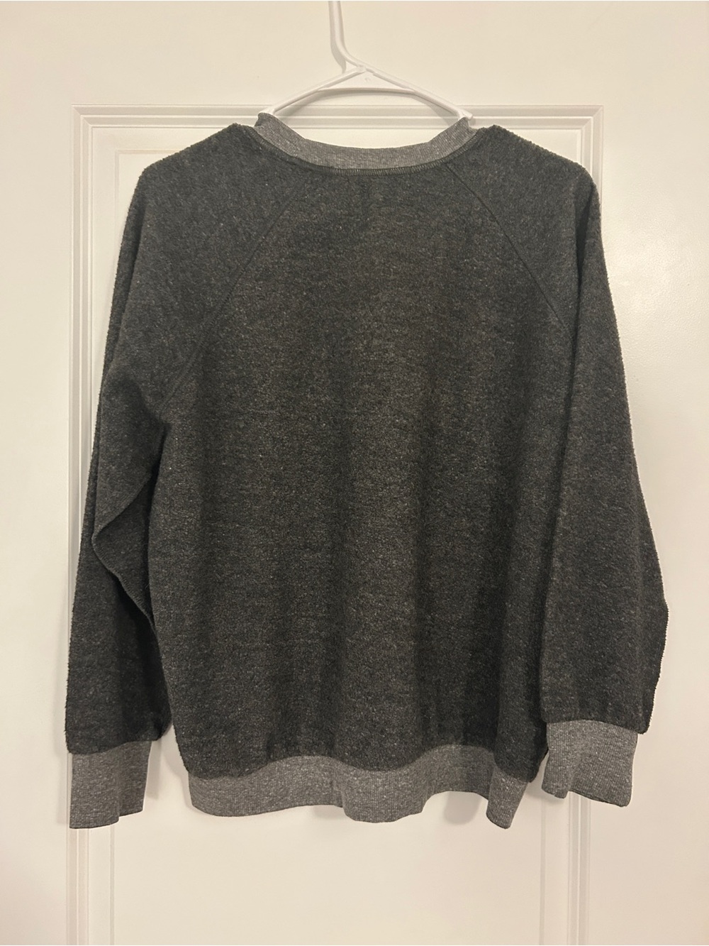 perfectwhitetee Women's Charcoal Heather Raglan Pullover Sweatshirt - Picture 3 of 5